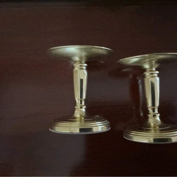 Pair of Baldwin Brass Pillar Candle Holders - Picture 4 of 6